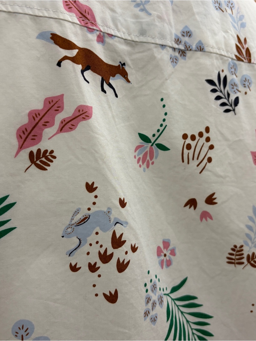 Boden White Floral, Fox & Rabbit Print Button-Down Shirt - Size 20 - Picture 8 of 10